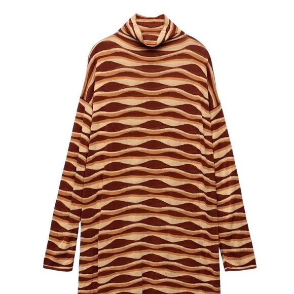 EUC ZARA PRINTED KNIT TUNIC DRESS SPECIAL EDITION BRICK - Picture 6 of 10